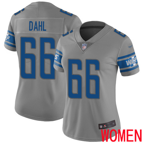 Detroit Lions Limited Gray Women Joe Dahl Jersey NFL Football #66 Inverted Legend->women nfl jersey->Women Jersey